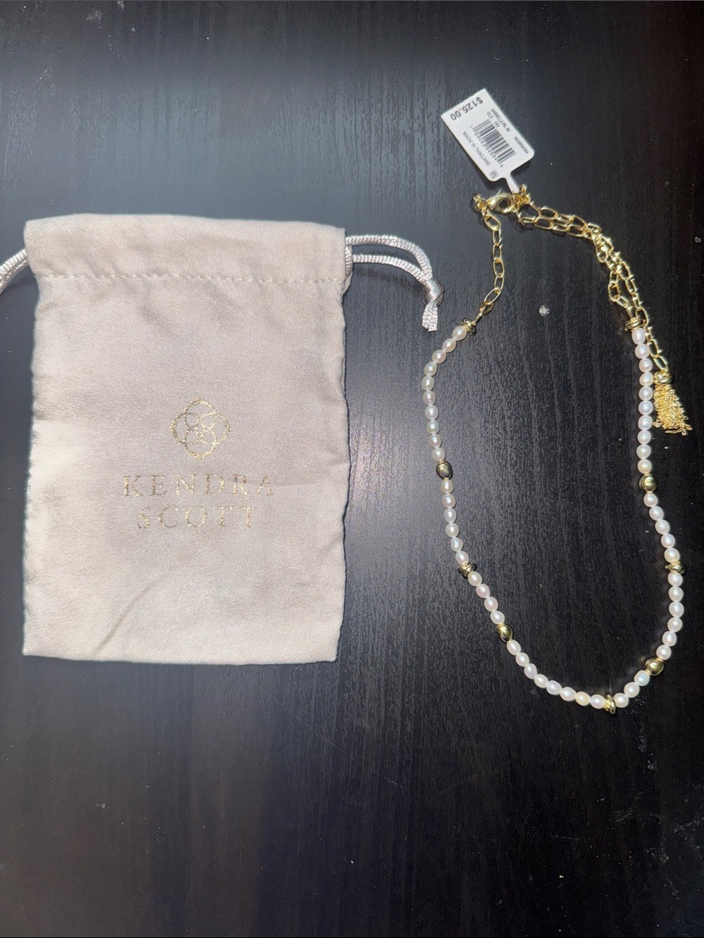 NEW Kendra Scott Pearl Gabriella necklace gold $125 women’s gift bag NWT bride
